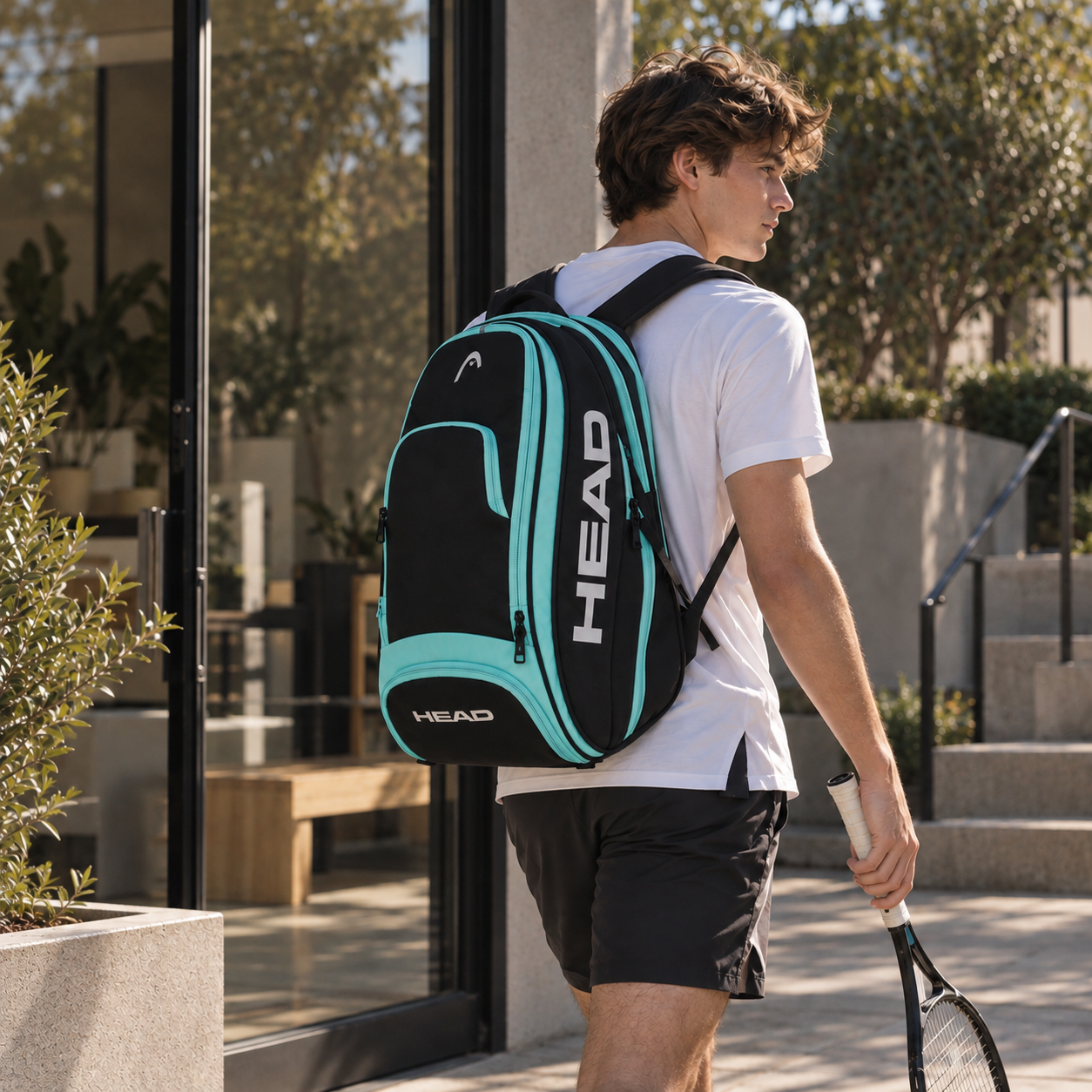 HEAD Sports Backpack Shoe Compartment Unisex in Black / Green